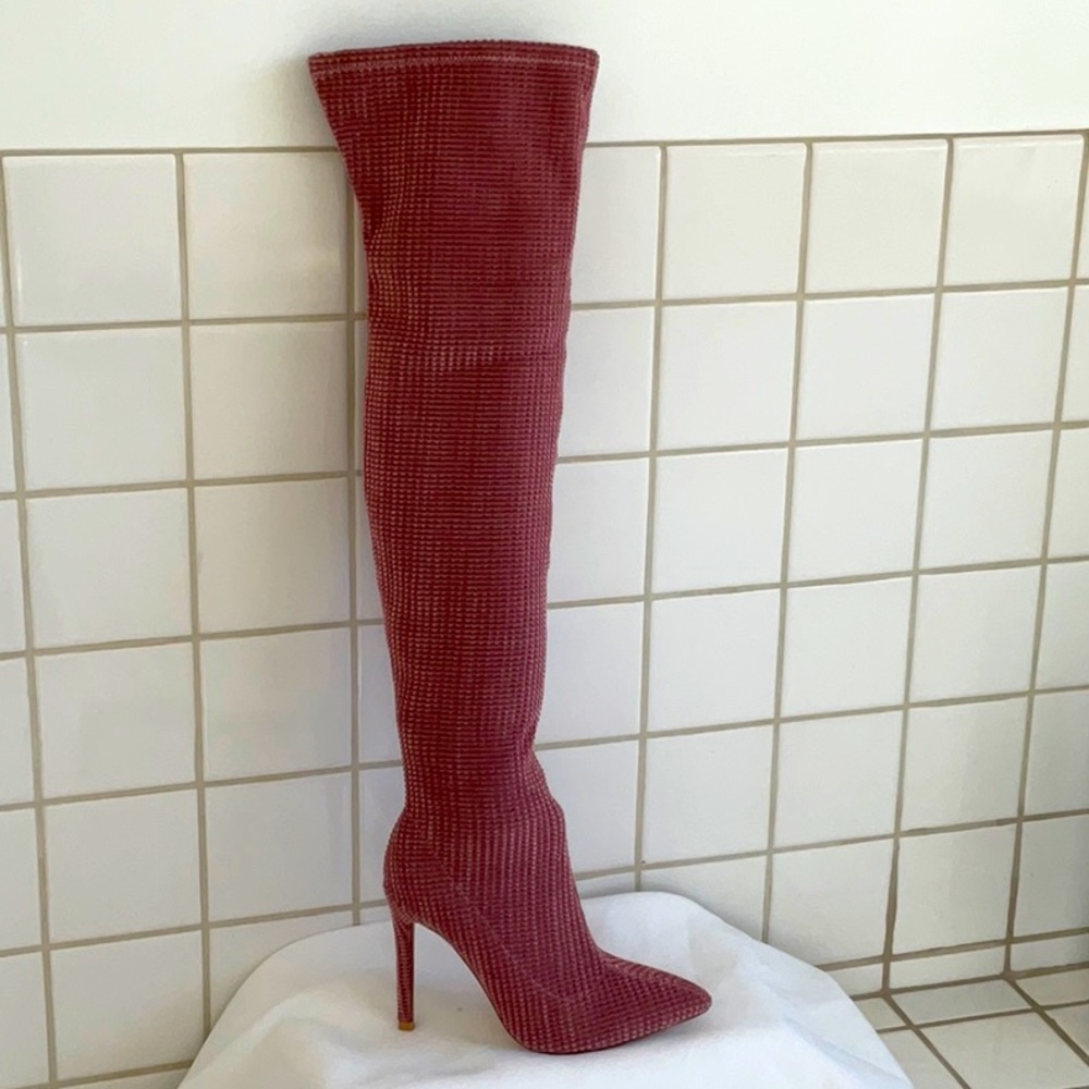 FASHION NOVA KARIA Stiletto Boot Dusty Rose Size 8